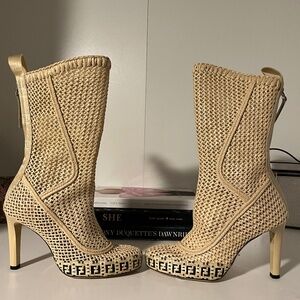 Fendi Straw Print Boot